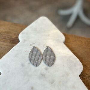 Nickel + Suede Gray Textured Leather Leaf Earrings